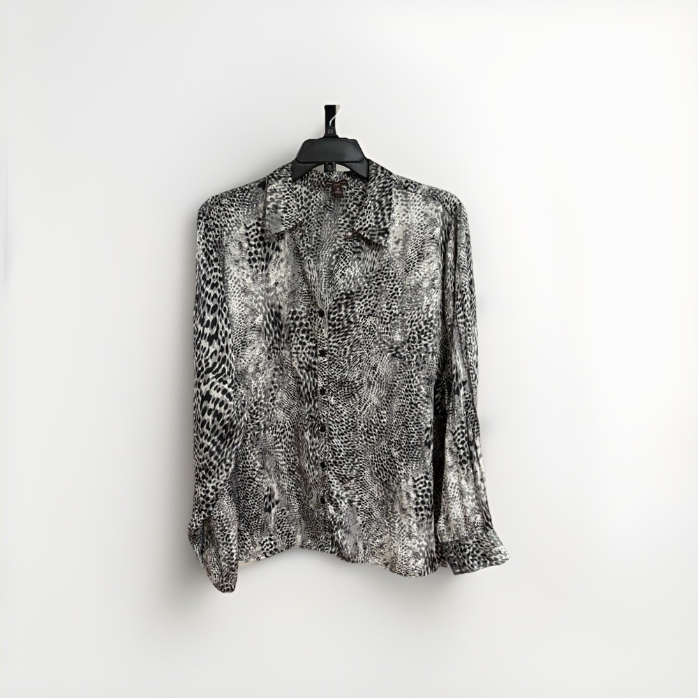 Dana Buchanan womens blouse shirt top black white 3X designer EUC A14